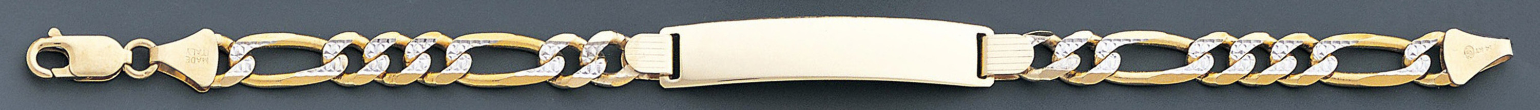 14k Gold 7mm Italian White Pave Id Bracelet 8 Inches